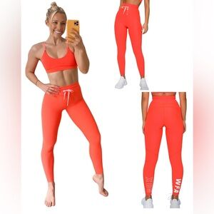 White Fox High-Waisted Active Leggings – Bright Orange (Size S)